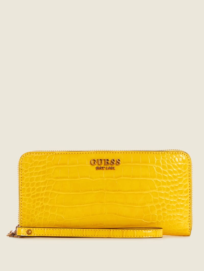 Guess Laurel Large Zip-Around Women's Wallets Yellow | 0387-LZPRB