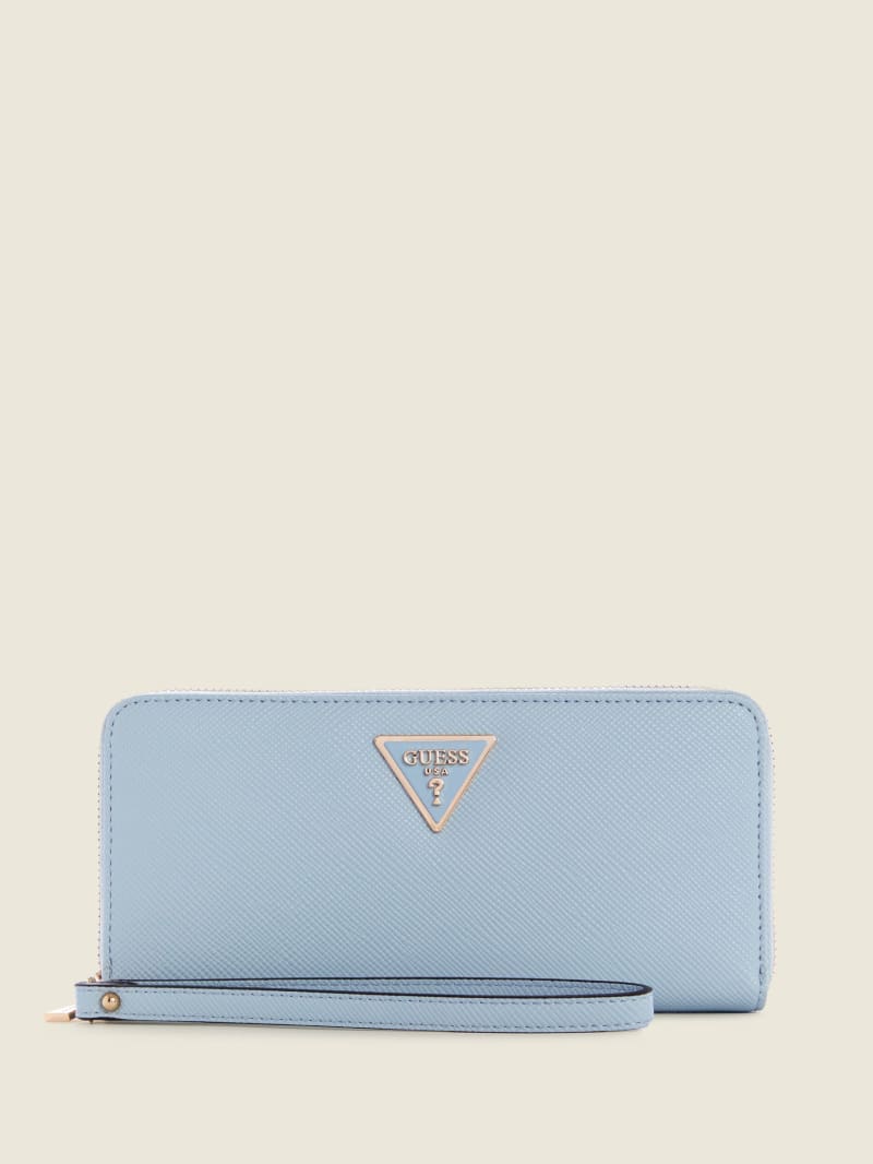 Guess Laurel Large Zip-Around Women's Wallets Blue | 0496-SBWGL