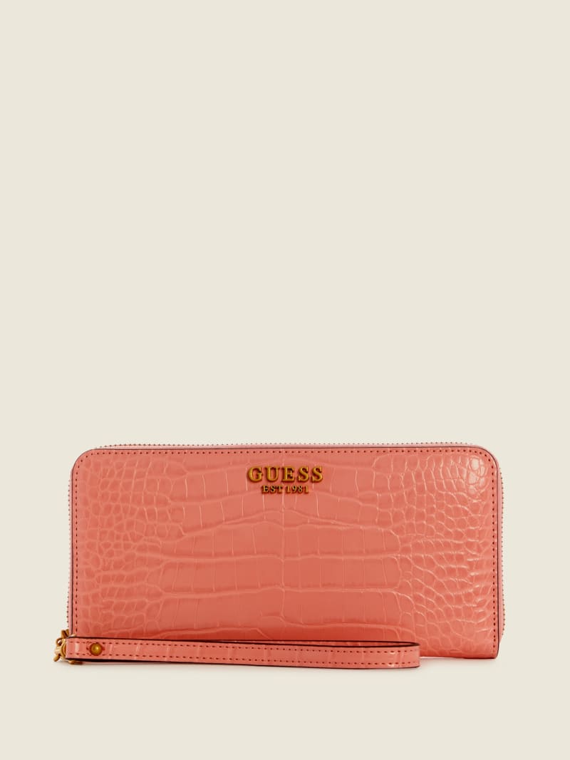 Guess Laurel Large Zip-Around Women's Wallets Coral | 0625-DAMNV