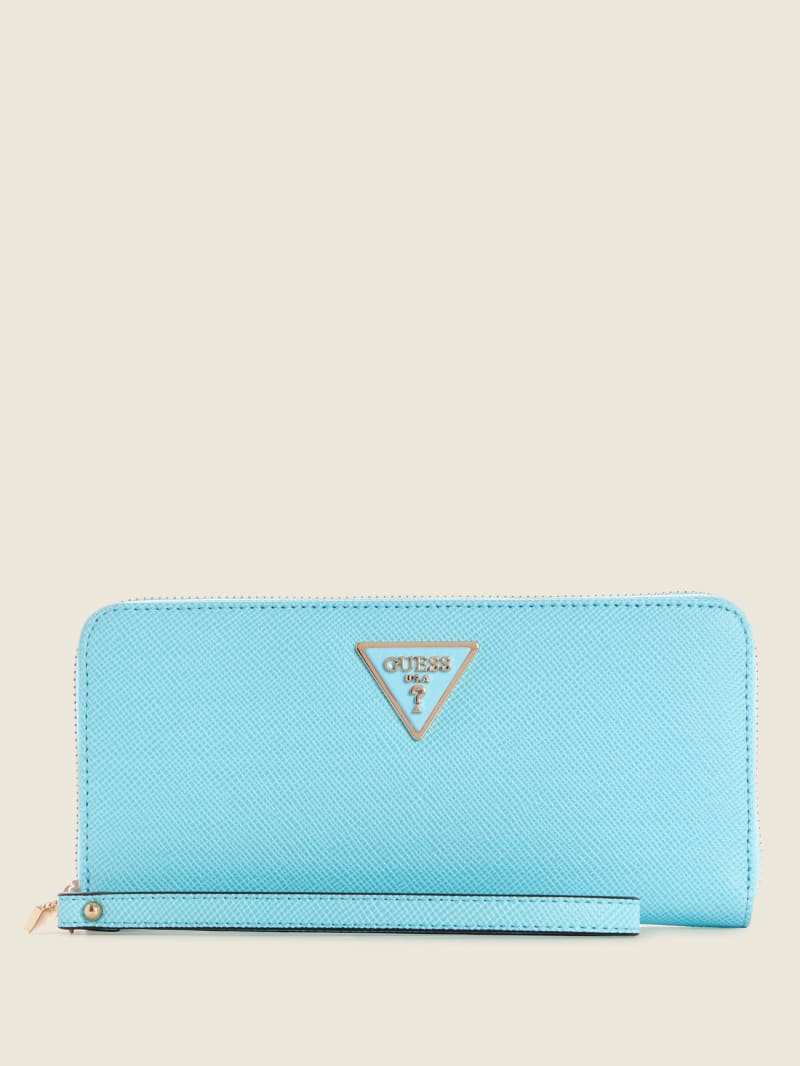 Guess Laurel Large Zip-Around Women's Wallets Turquoise | 1246-KPBWV