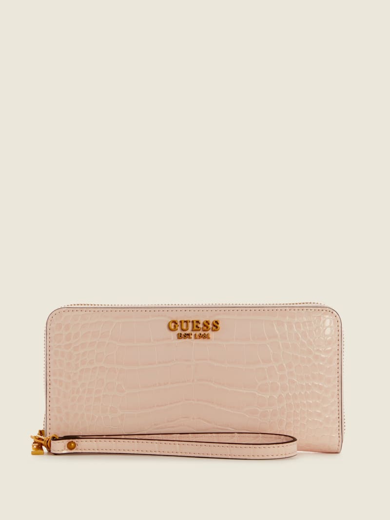 Guess Laurel Large Zip-Around Women's Wallets Pink | 2146-PLKHY