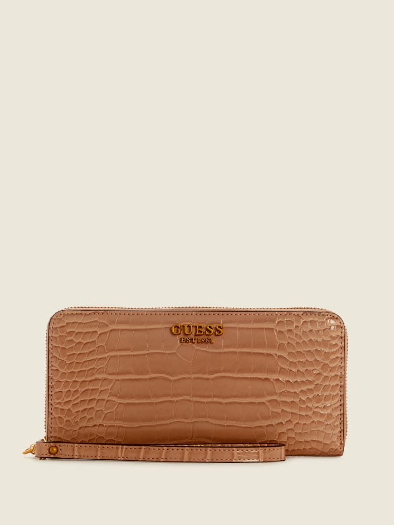 Guess Laurel Large Zip-Around Women's Wallets Brown | 2917-YJIGM