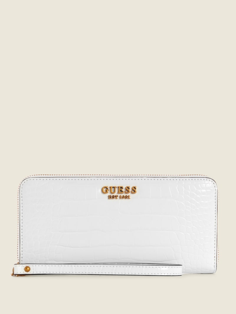 Guess Laurel Large Zip-Around Women's Wallets White | 4698-ZMYXR