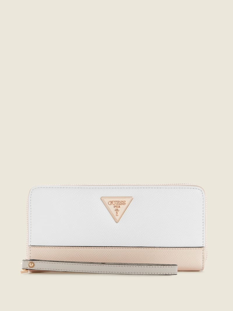 Guess Laurel Large Zip-Around Women's Wallets White | 5831-FOTPD