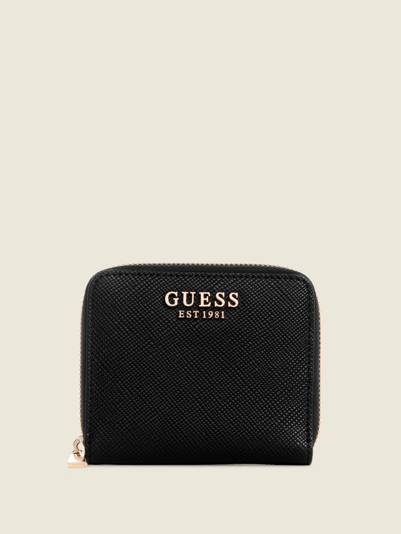 Guess Laurel Small Zip-Around Women's Wallets Black | 1026-VFCUL