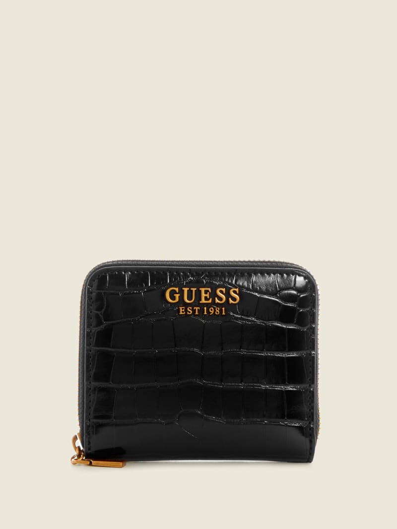 Guess Laurel Small Zip-Around Women's Wallets Black | 8254-USMNJ