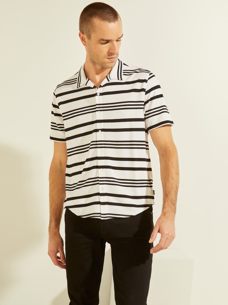 Guess Leo Striped Men's Shirts Stripes | 6510-TZXFP