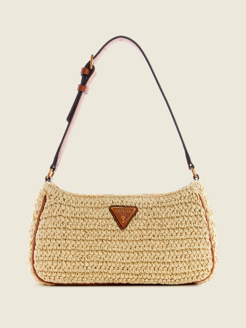 Guess Little Bay Straw Women's Shoulder Bags Beige | 2876-EGNIX