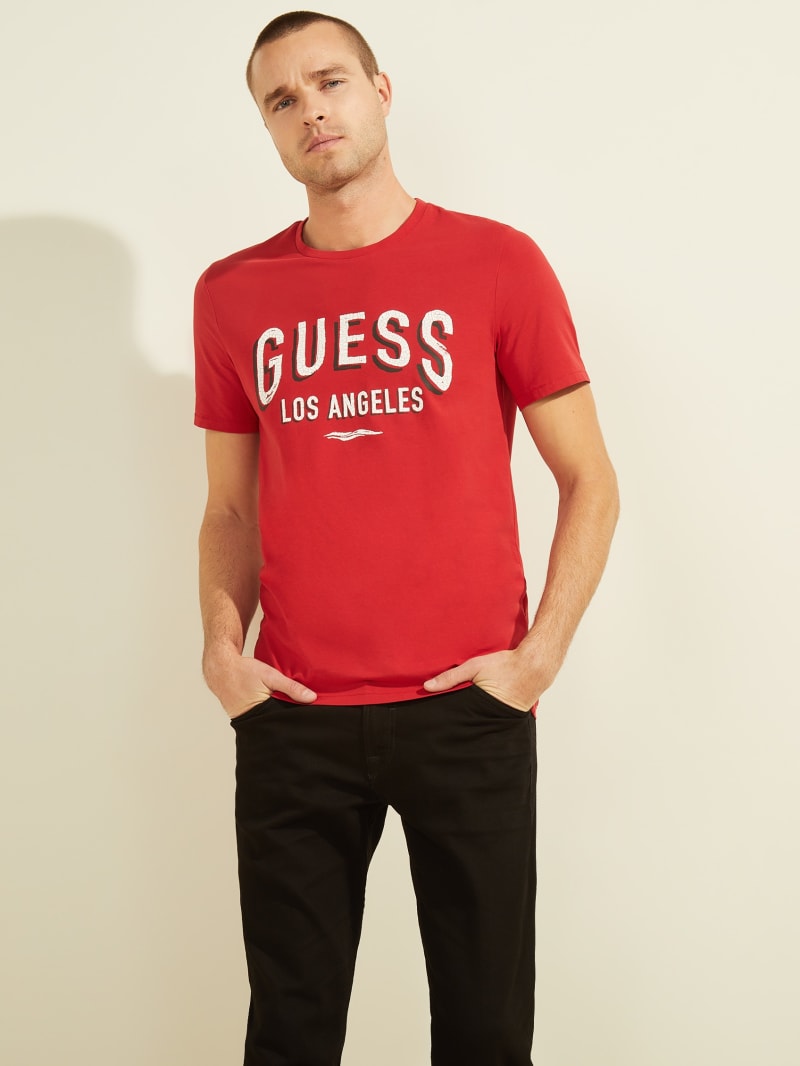 Guess Logo Tee Men's T Shirts Red | 2985-CLUBY