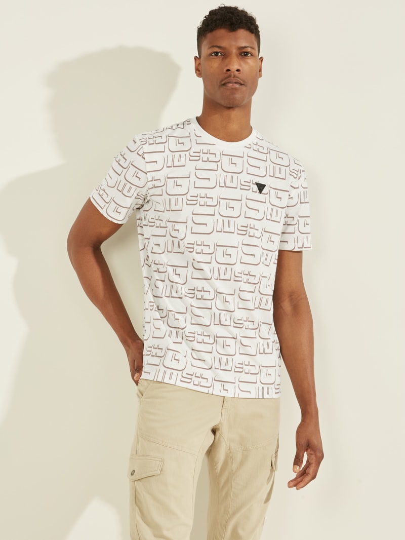 Guess Logo Tee Men's T Shirts White | 5604-KSYMG