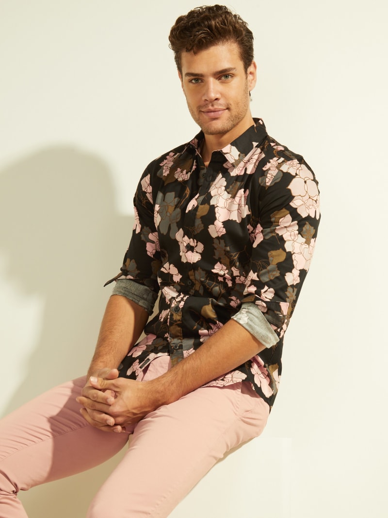 Guess Luxe Elm Floral Men's Shirts Flower | 8319-APXWZ