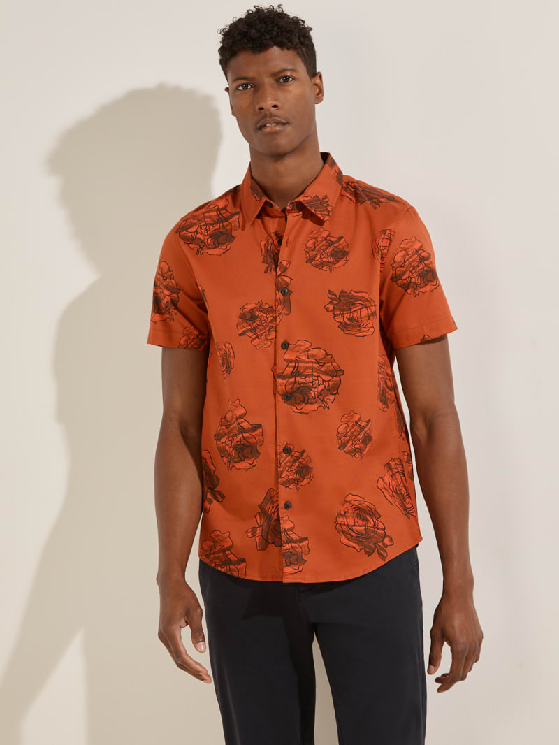 Guess Luxe Floral Men's Shirts Orange | 3254-MFTRU