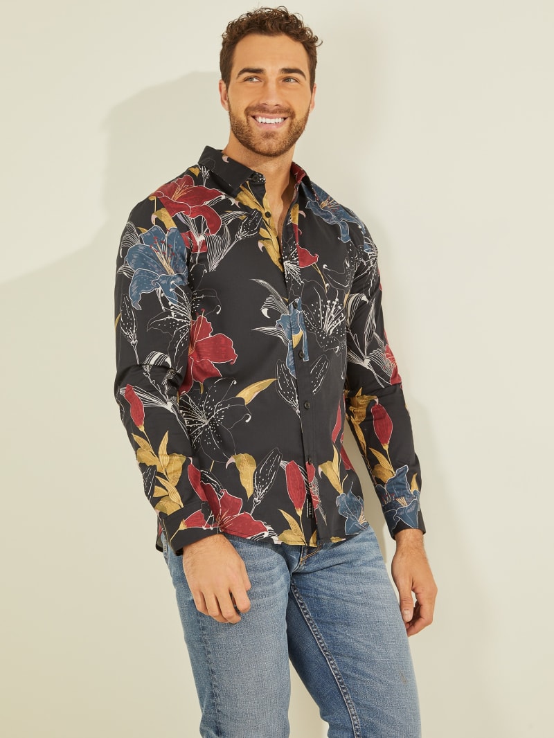 Guess Luxe Night Lily Men's Shirts Multicolor | 8120-BXASP