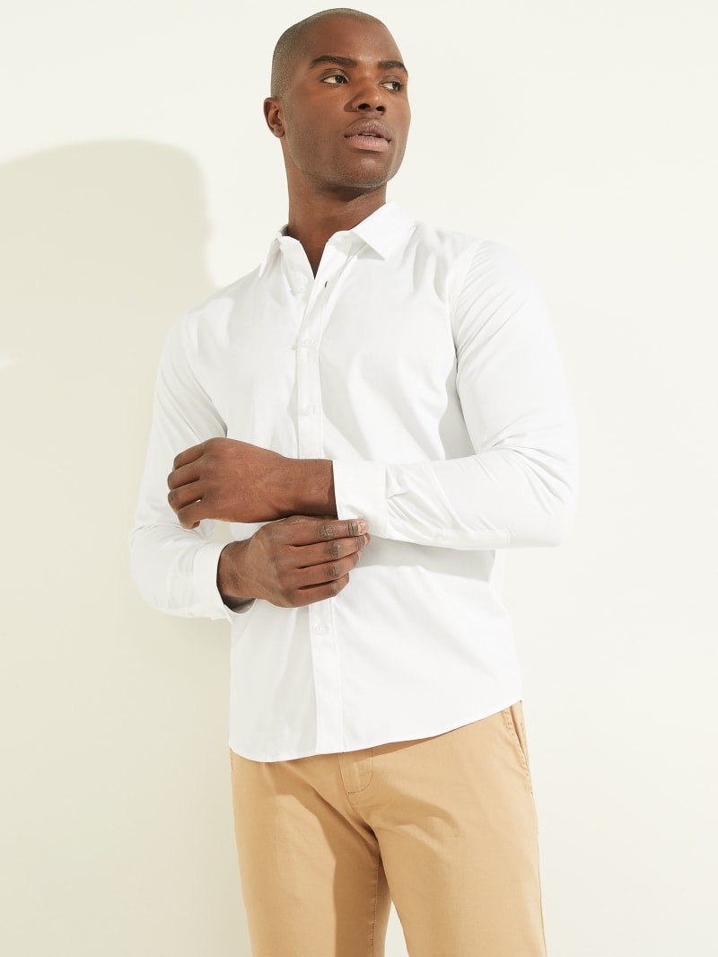 Guess Luxe Stretch Men's Shirts White | 5182-UYECO