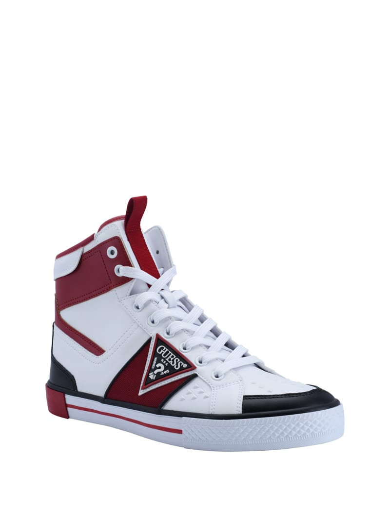 Guess Maeno Triangle Logo High-Top Men's Sneakers Dark Red | 6081-BQOMS