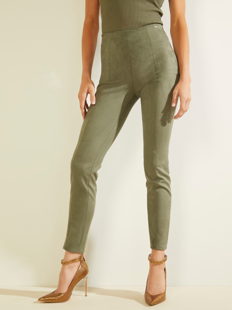 Guess Maya Faux-Suede Leggings Women's Pants Olive | 2690-JRBSF