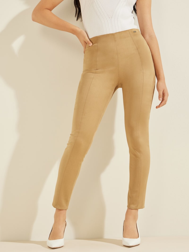 Guess Maya Faux-Suede Leggings Women's Pants Khaki | 6247-UGFRW