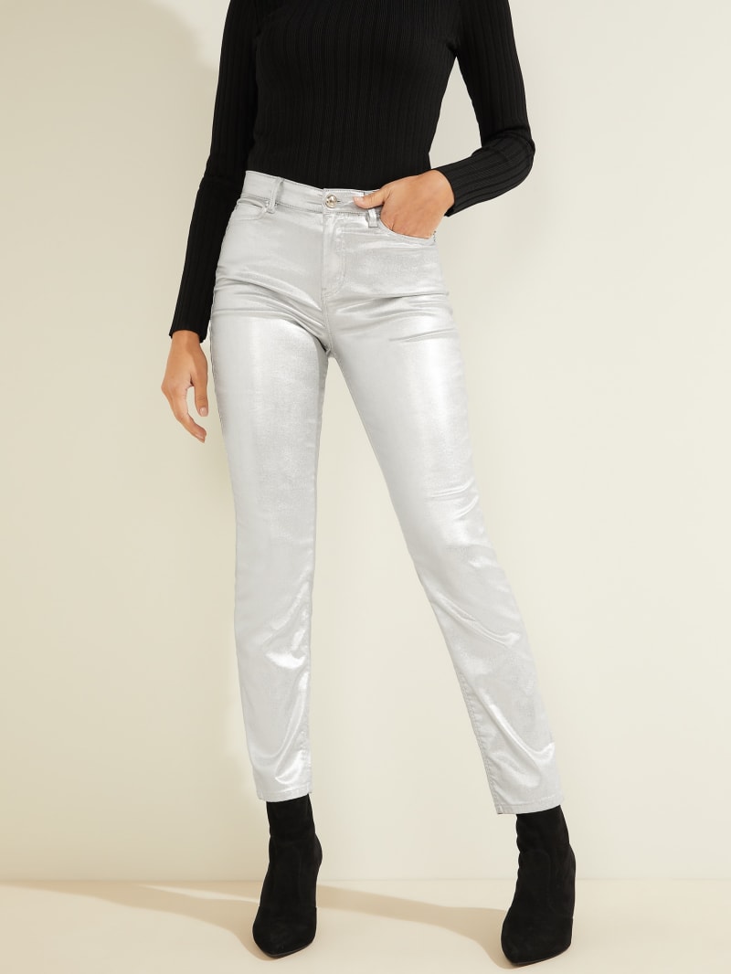 Guess Metallic 1981 Skinny Women's Pants Silver | 9437-FTPWB