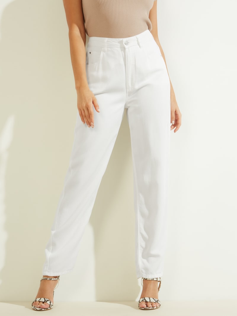 Guess Mom Women's Pants Cream White | 4097-ESFUI