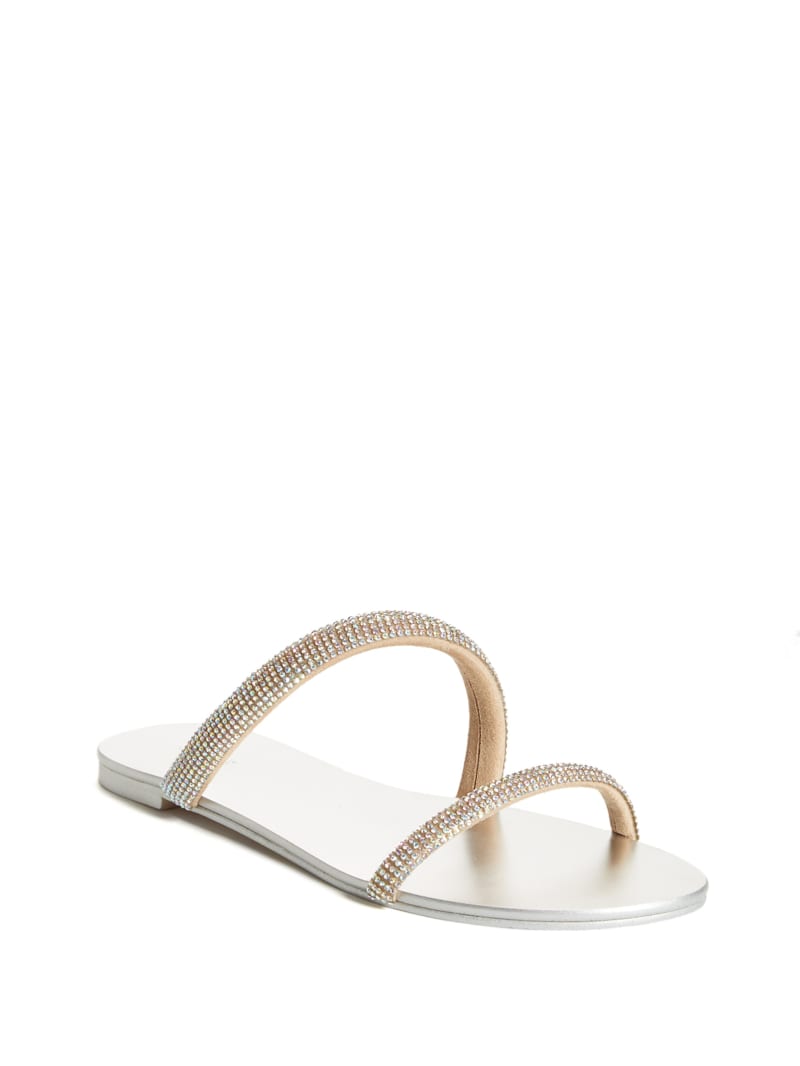 Guess Nerica Metallic Women's Slides Light Beige | 5980-GWUZC