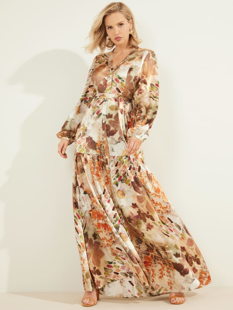 Guess Nomad Silk Maxi Women's Dress Flower | 3278-FGSUB