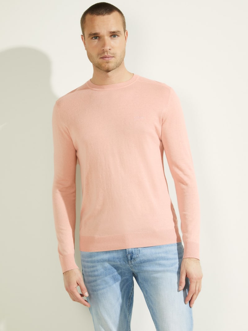 Guess Norman Silk-Blend Men's Sweaters Pink | 2579-KTXOG