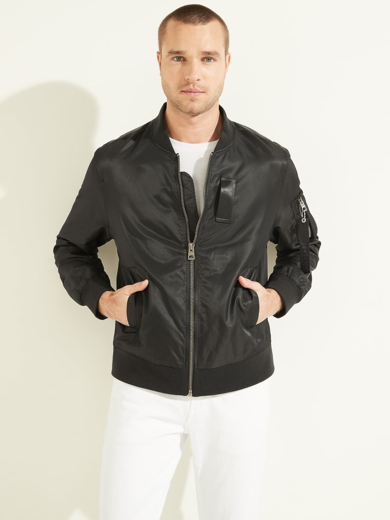 Guess Nylon Flight Men's Jackets Black | 1098-GTKIF