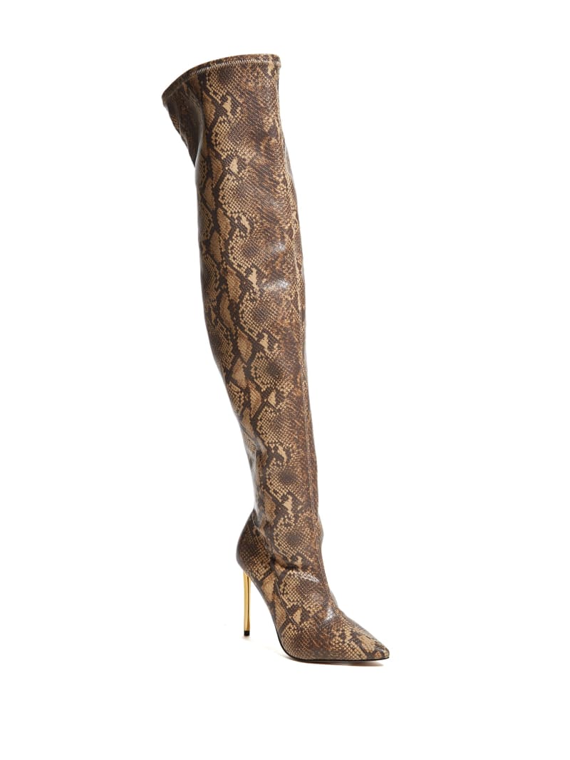 Guess Over-the-Knee Python Women's Boots Brown | 9547-LEYHN