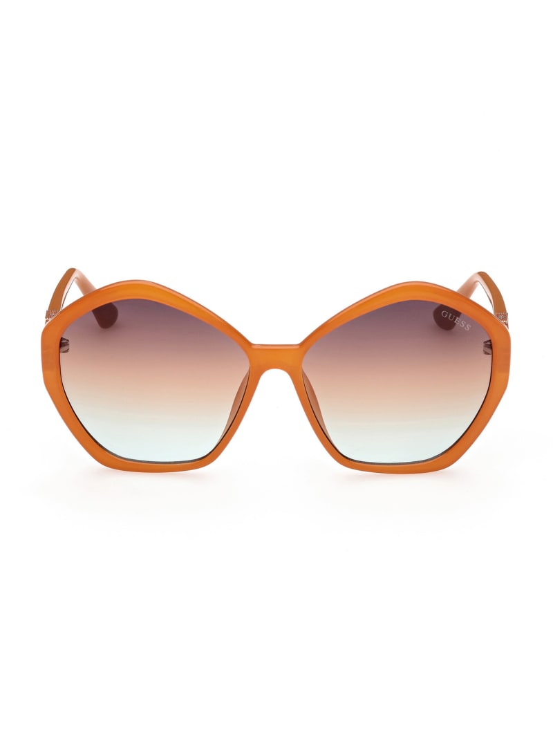 Guess Oversized Geometric Logo Women's Sunglasses Orange | 9856-IOAQY