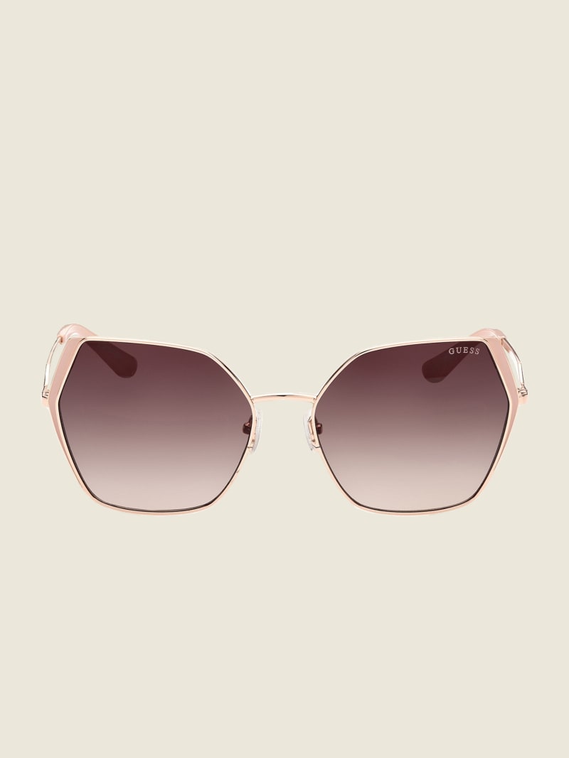 Guess Oversized Metal Geometric Women's Sunglasses Rose Gold | 4231-TMIRH