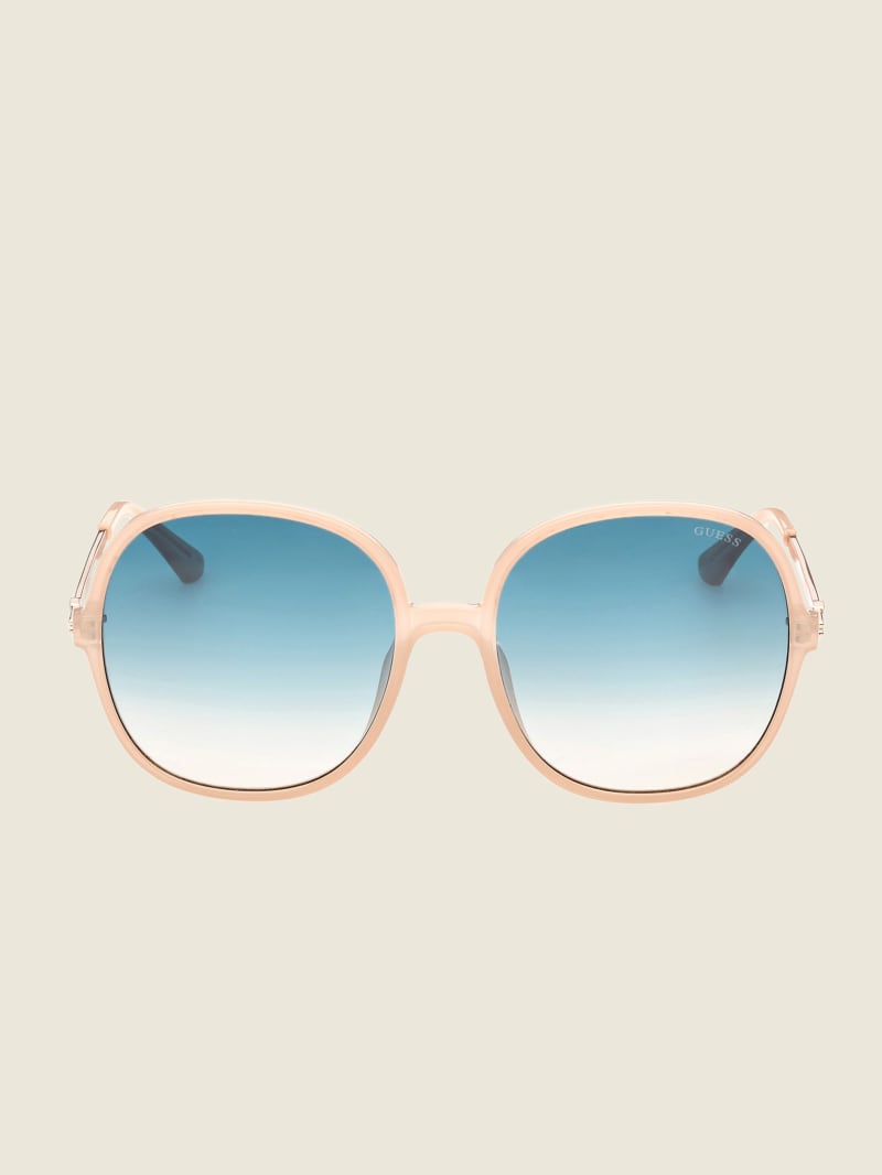 Guess Oversized Round Women's Sunglasses Light Beige | 6598-FQNBX