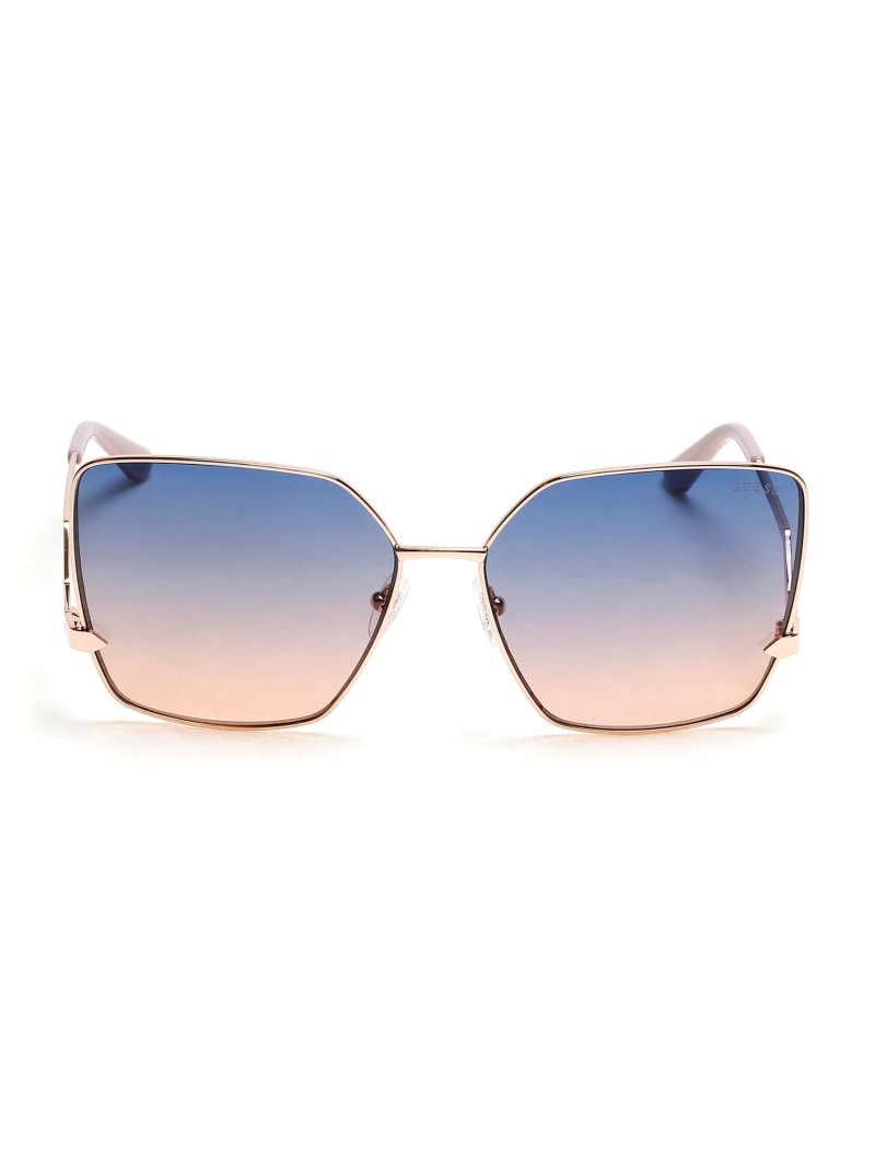 Guess Oversized Square Zigzag Women's Sunglasses Rose Gold | 4259-BACOM