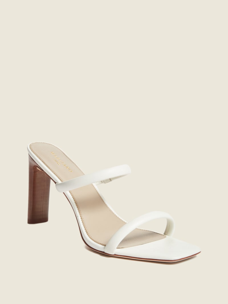 Guess Pearl Leather Double Strap Women's Sandals White | 7890-OXGVB