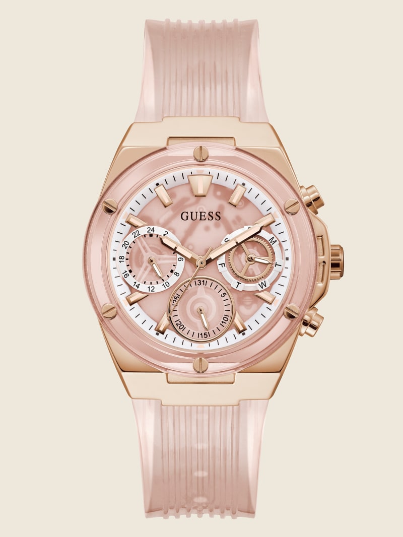 Guess Pink Transparent Multifunction Women's Watches Pink | 5143-XSZJW