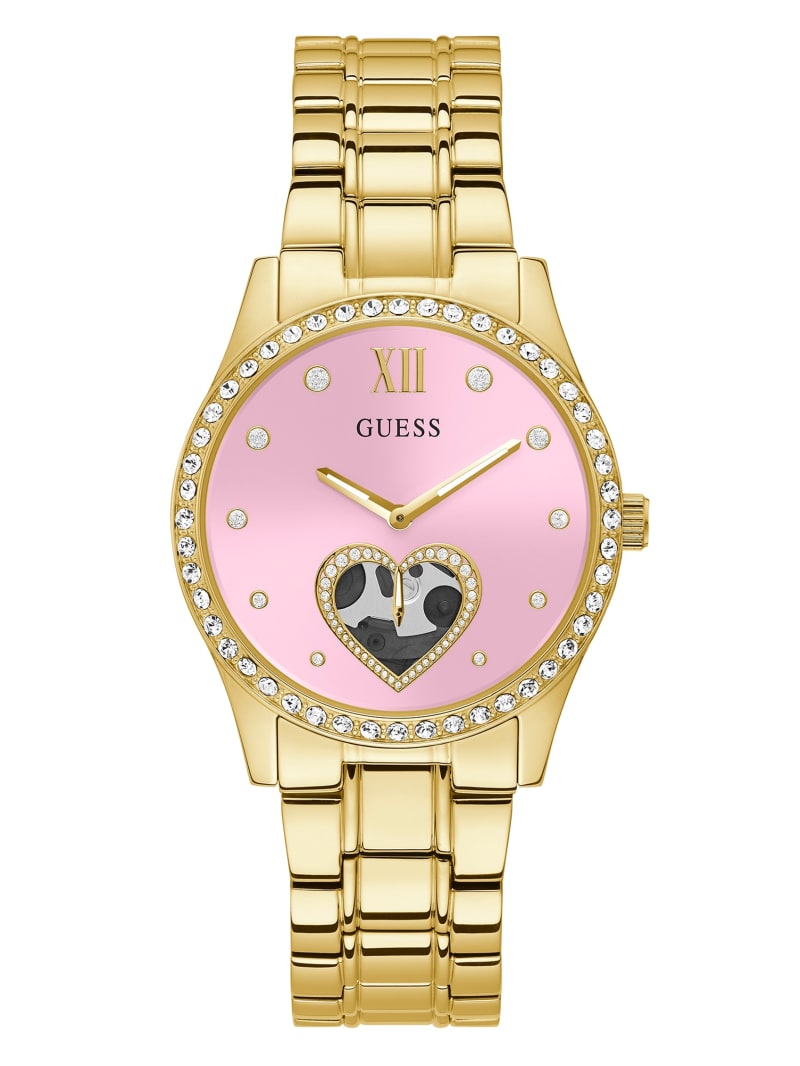 Guess Pink and Gold-Tone Analog Women's Watches Multicolor | 9780-AXZVS