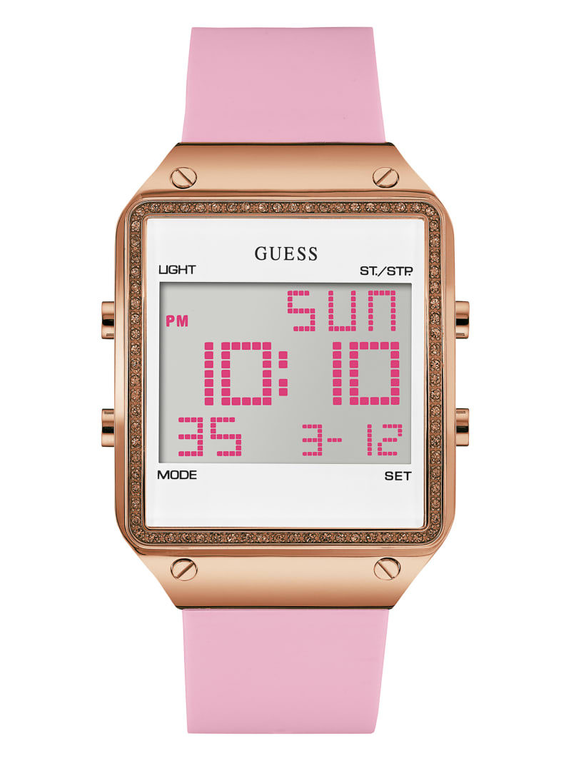 Guess Pink and Rose Gold-Tone Digital Women's Watches Pink | 7634-UOQFC