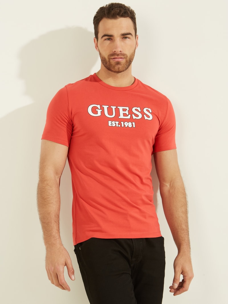 Guess Point Logo Tee Men's T Shirts Orange | 4537-ITDFJ