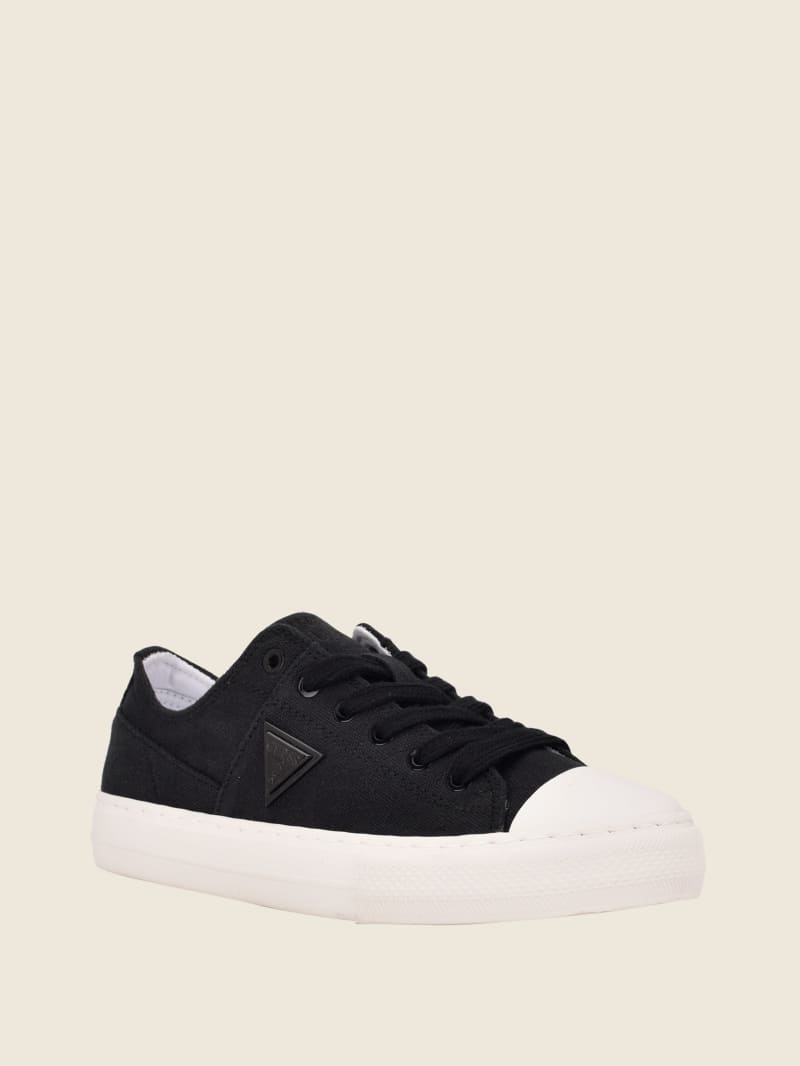 Guess Pranze Low-Top Canvas Women's Sneakers Black | 9475-BLTXC