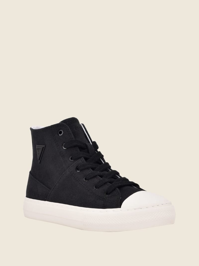 Guess Prinze High-Top Canvas Women's Sneakers Black | 0856-QWPUJ