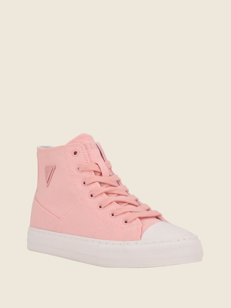 Guess Prinze High-Top Canvas Women's Sneakers Light Pink | 5879-IUSQT