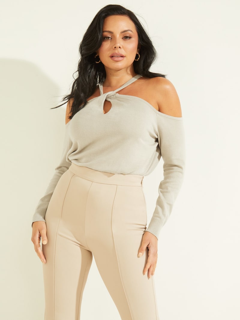 Guess Priya Cold-Shoulder Women's Tops Grey | 6027-ZDMOQ