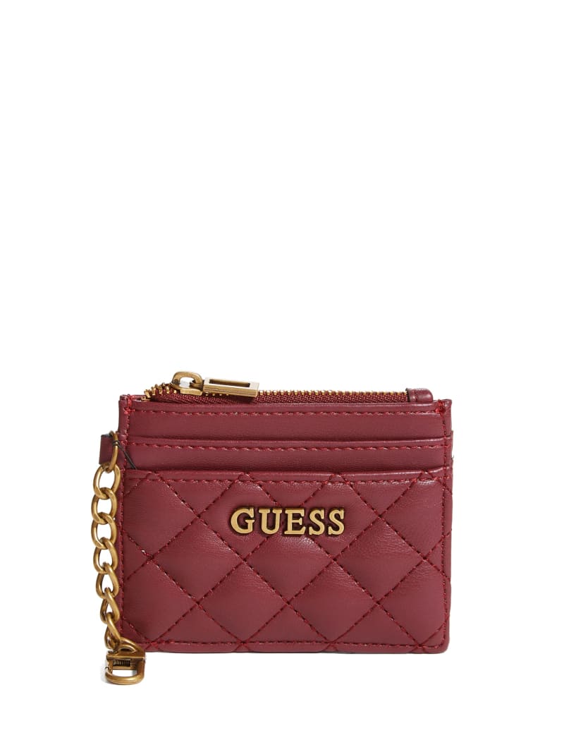 Guess Quilted Card Holder Women's Wallets Burgundy | 3852-YPQBE