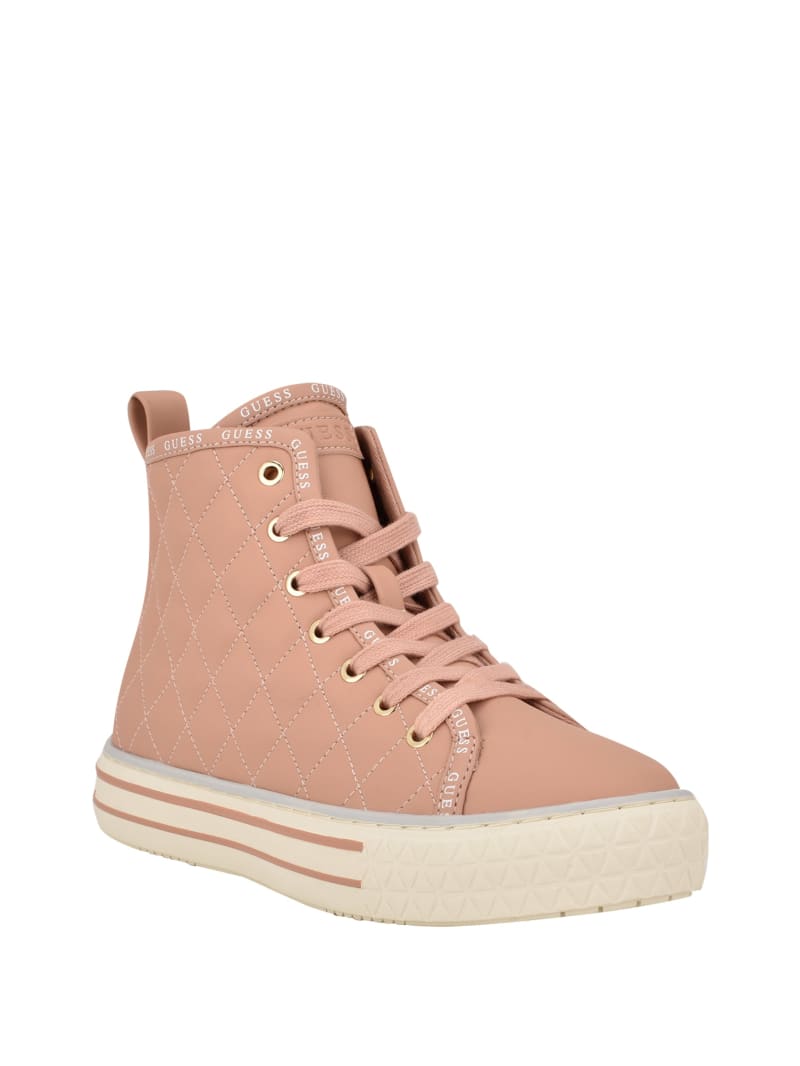 Guess Quilted High-Top Women's Sneakers Pink | 4609-HTMOY