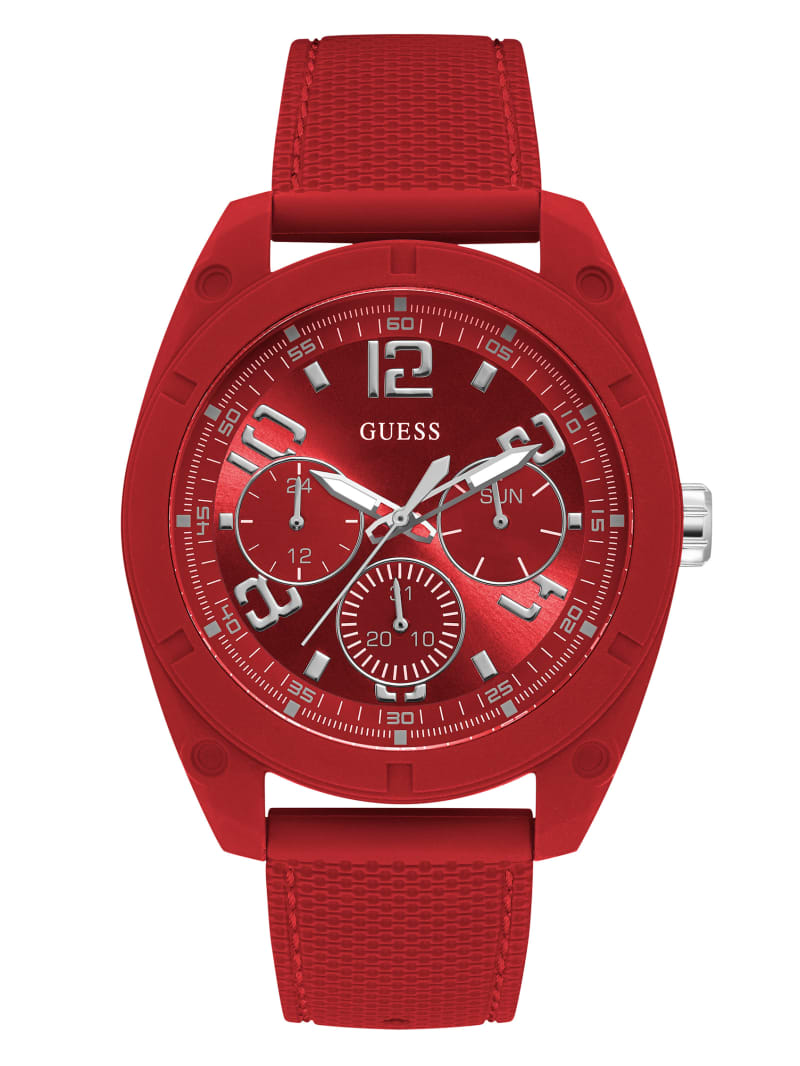 Guess Red and Silver-Tone Multifunction Men's Watches Red | 4982-KDHFR