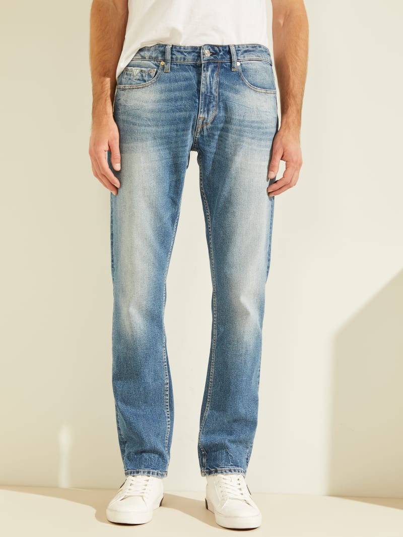 Guess Regular Straight Faded Men's Pants Blue | 1308-VDMZX