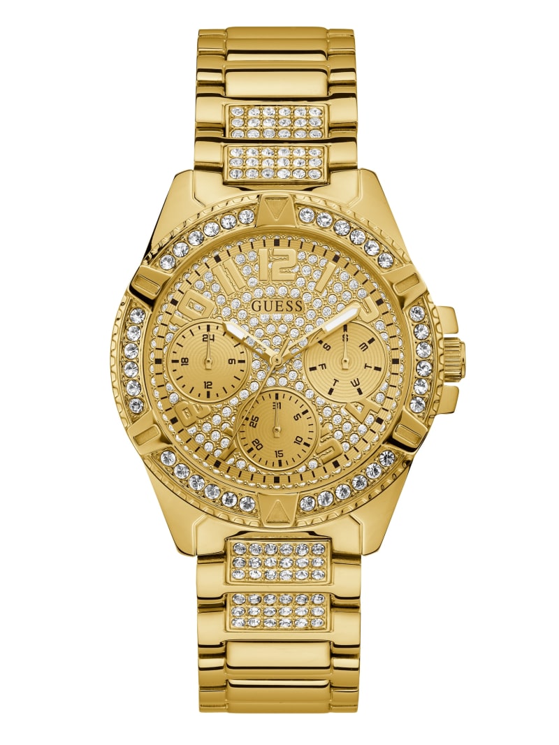 Guess Rhinestone Gold-Tone Multifunction Women's Watches Gold | 6130-AGHUR