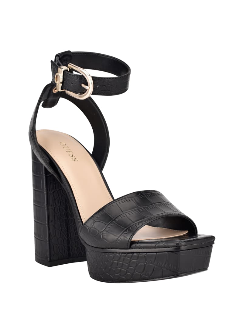 Guess Rippa Croc Platform Women's Sandals Black | 6198-ECSAV