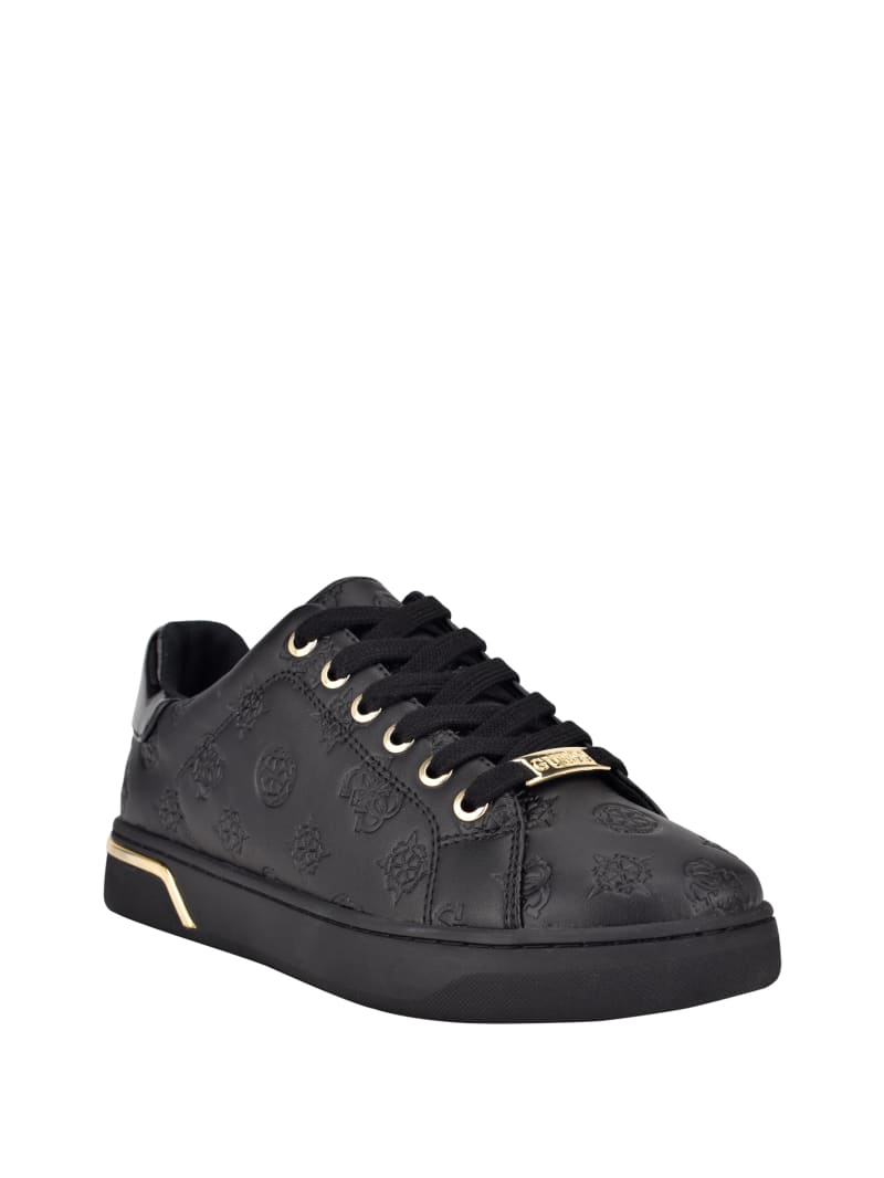 Guess Rollin Debossed Low-Top Women's Sneakers Black | 6024-WQEDP