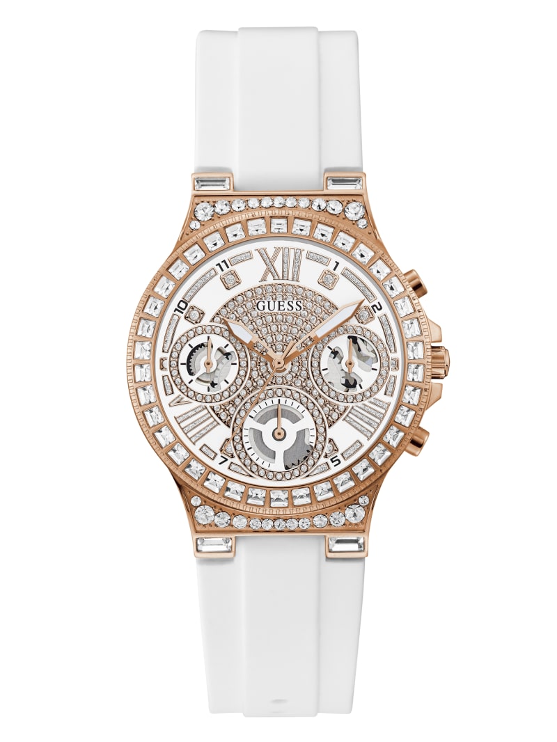 Guess Rose Gold-Tone Rhinestone Multifunction Women's Watches Multicolor | 5297-TDPHC