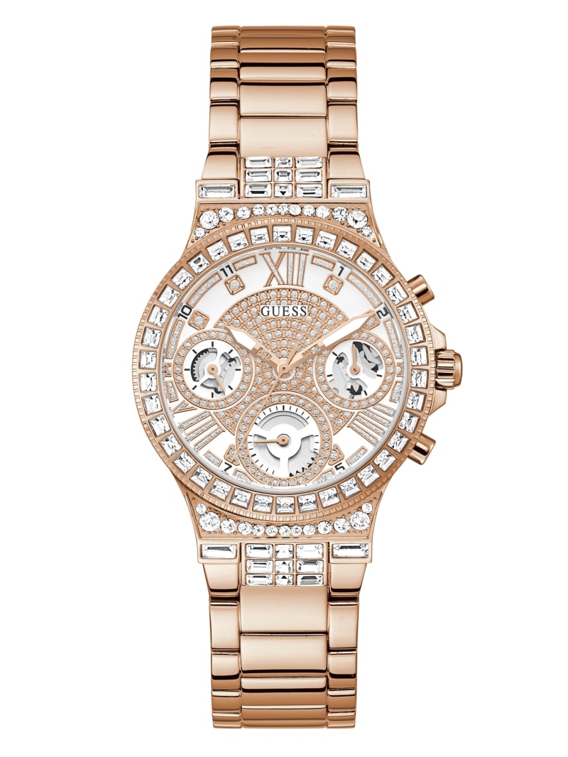 Guess Rose Gold-Tone and Rhinestone Multifunction Women's Watches Rose Gold | 8046-DEZCN